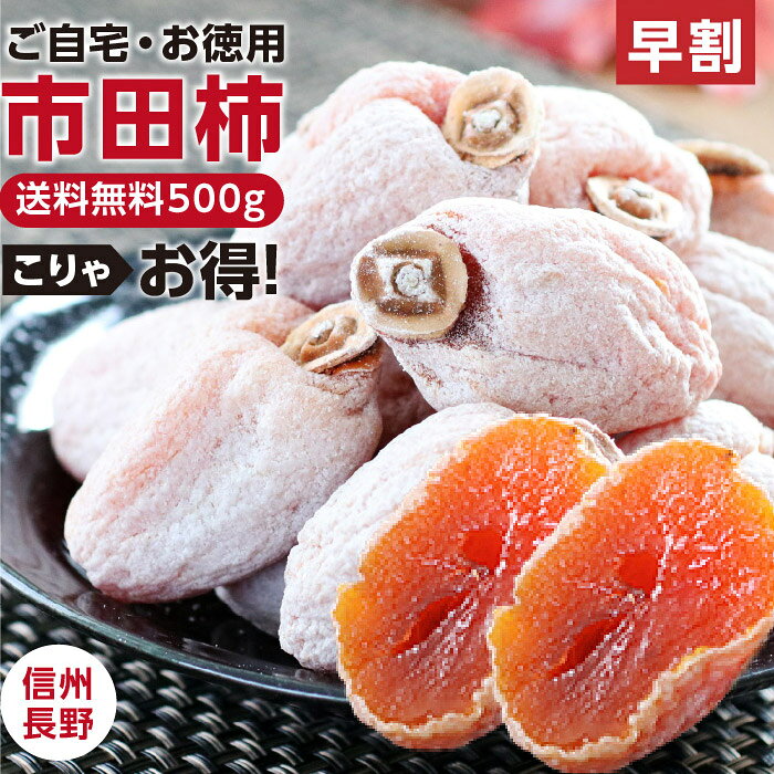 ＼早割／【送料無料 予約】市田柿 干し柿 500g 新物 ご自宅用 長野県産 | 柿 干柿 ほしがき 渋柿 訳あり 訳有り お徳用 お得用 お取り寄せ 果物 フルーツ 高糖度 ドライフルーツ 長野 お土産 冬 ギフト 産地直送 お菓子 和菓子 食品 おいしい 自然食品 GIマーク認証 2026