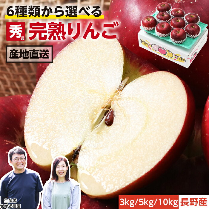 【送料無料】完熟りんご 長野県産 秀品 3kg 5kg 10kg 選べる品種 シナノドルチェ 秋映 シナノゴールド シナノスイー…