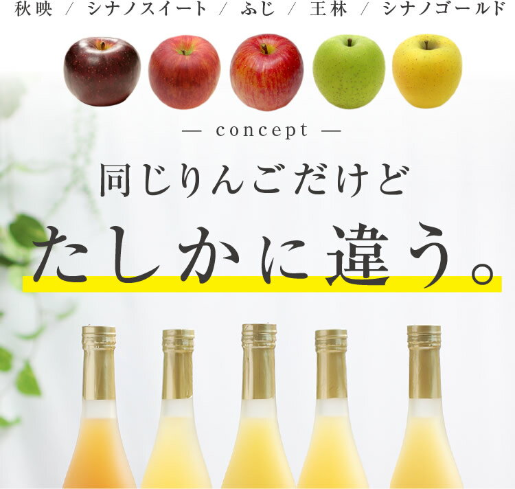 エントリーでP8倍★【送料無料】敬老の日 信州産 果汁100％ りんごジュース 5本 ジュース ギフト あす楽 りんご5品種の飲み比べ | 全て国産原料のみ 果物 リンゴジュース ふじ 王林 シナノゴールド 秋映 シナノスイート 同じりんごだけど違