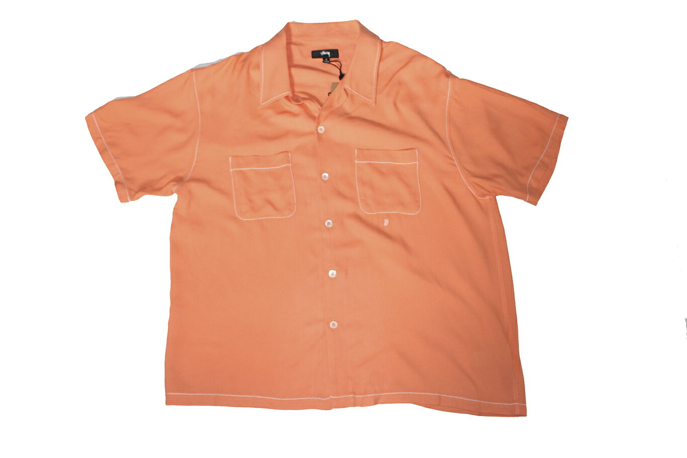 STUSSY CONTRAST PICK STITCHED SHIRT SIZE M PEACH