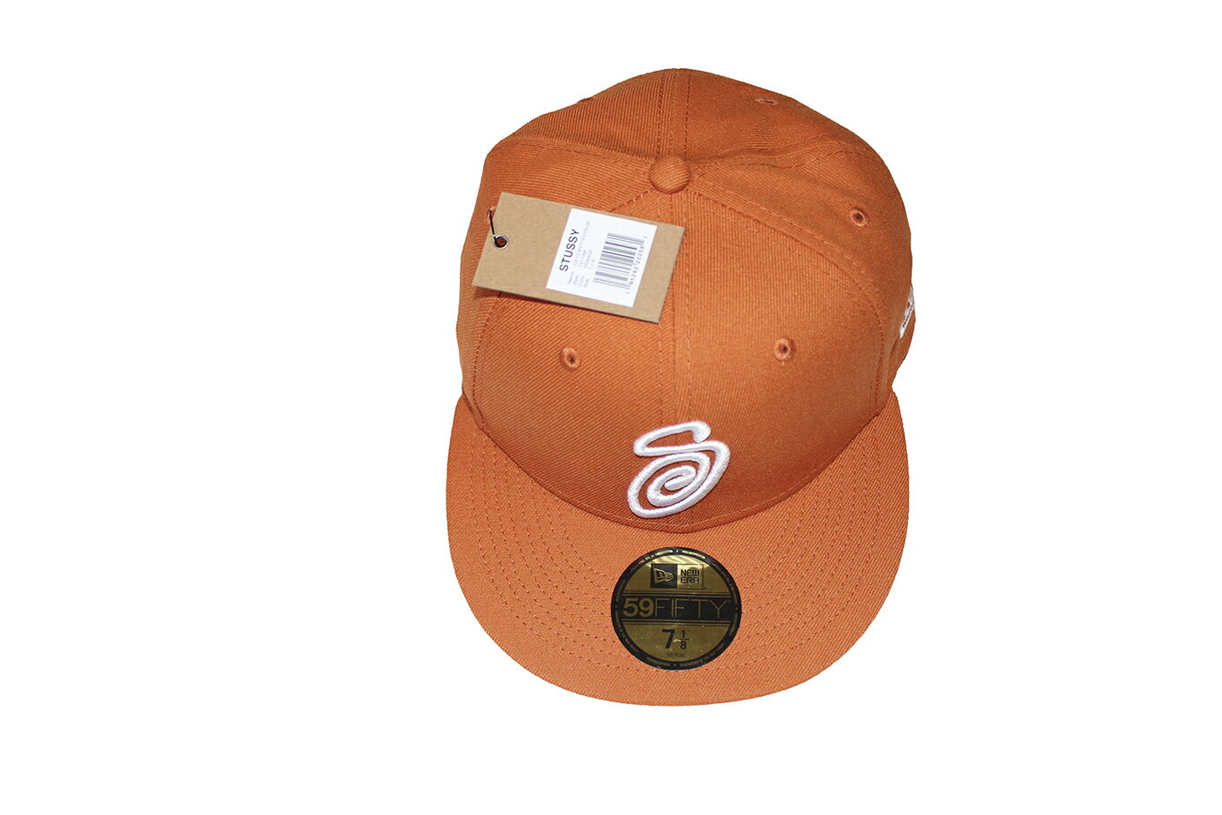 STUSSY CURLY S NEW ERA ORANGE SIZE 7 1/8