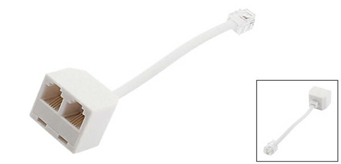 電話アダプタ 分岐アダプタ 電話スプリッタ 延長ケーブル RJ11 6P4Cオス―2メスソケット