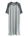 Lars Amadeus ラウンジ パジャマ ナイトガウン カラーブロック クルーネック ラグランスリーブ メンズ グレー 2XL
