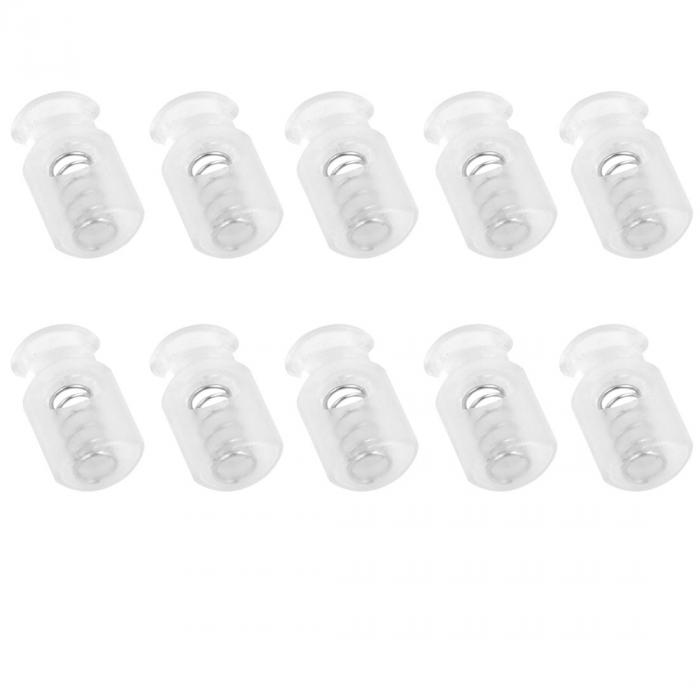 コードロック コードストッパー クリア ホワイト ロープロック 単一孔 スプリング 停止の切り替え 10個入り