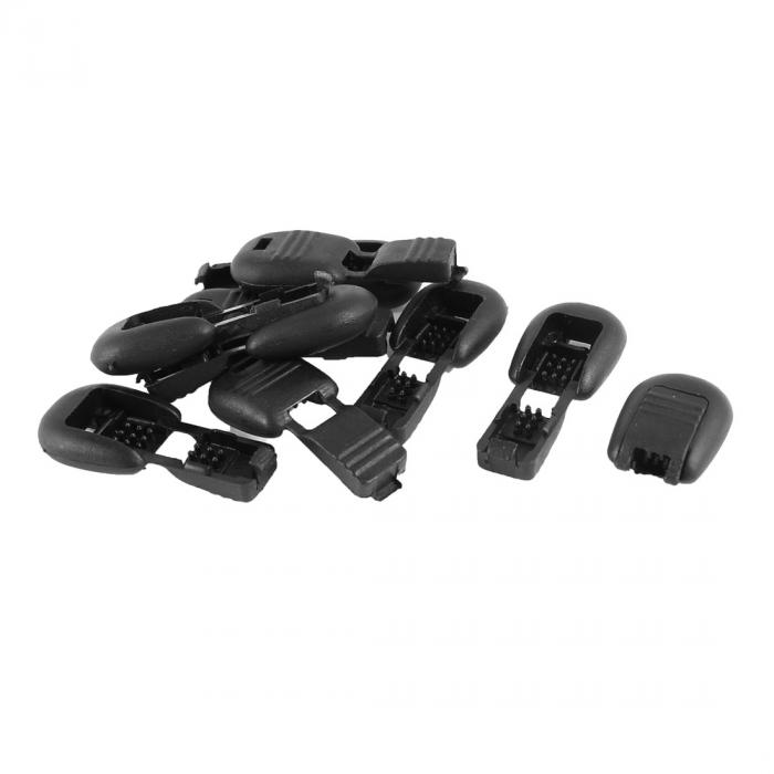 プラスチックコードエンド ジッパープルプラスチック クリップ ロック トグル 5.2mm x 4.5mm 10個 ブラック