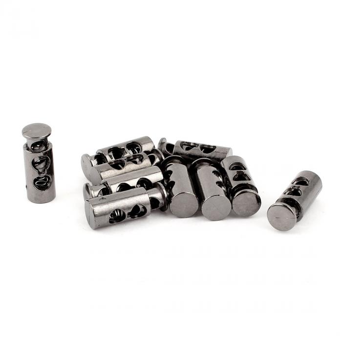 コードロック ストッパー バネ仕掛け ダブル穴 タングステンスチール製 グレー 10個セット