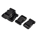 スーツケース バックパック バッグ ストラップ プラスチック サイドクイックリリースバックル ブラック 25mm 6個入り