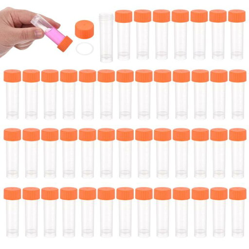 PATIKIL 5mLプラスチック試験管 48個凍結試験管グラデュエートビアルコンテナストレージねじキャップラボ実験科学用 オレンジクリア PATIKIL 5mLプラスチック試験管 48個凍結試験管グラデュエートビアルコンテナストレージねじキャップラボ実験科学用 オレンジクリア