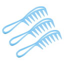 VOCOSTE ヘアコームワイドトゥース 静電気防止 太い巻き毛用 ヘアケア もつれ解消コーム ウェットとドライ用 3個 青