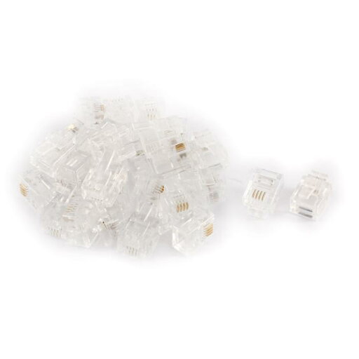 モジュラーコネクタ RJ11コネクタ 6P4Cプラグ電話圧着ラインアダプタコネクタ 30個 モジュラーコネクタ RJ11コネクタ 6P4Cプラグ電話圧着ラインアダプタコネクタ 30個