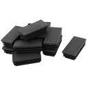 パイプキャップ チューブ挿入 エンドキャップ 長方形 ブラック プラスチック 30mm x 60mm 12個