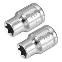 6ポイント浅いソケット トルクソケット Cr-V鋼 9.5mmドライブ E11 2枚入り