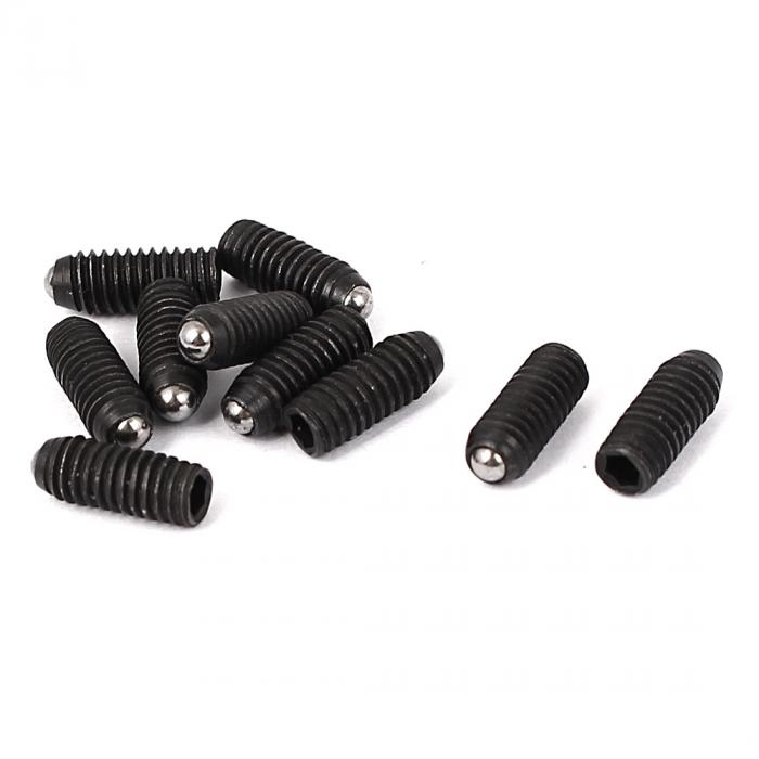 ボールプランジャースクリュー 金属 M4 x 8mm ブラック 六角ソケット 10個入り