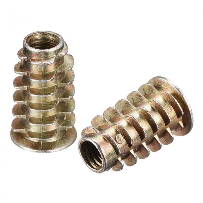 家具ねじ込みナット 亜鉛合金 ねじインサートナット カラー亜鉛 ウッド用 M6x20 mm 15個