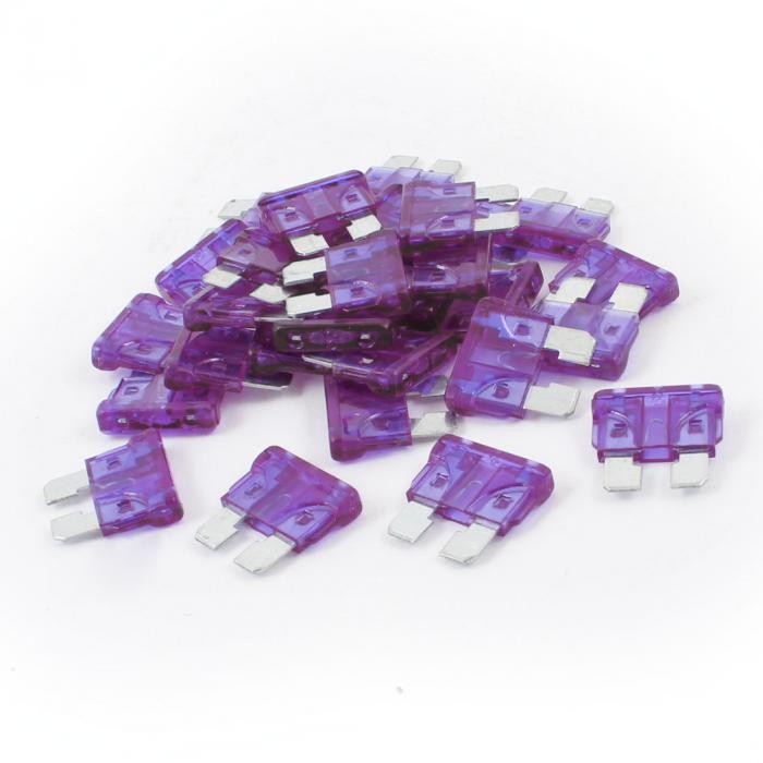 カーブレードヒューズ プラスチック メタル製 30個 クリアパープル 3A シルバートーン