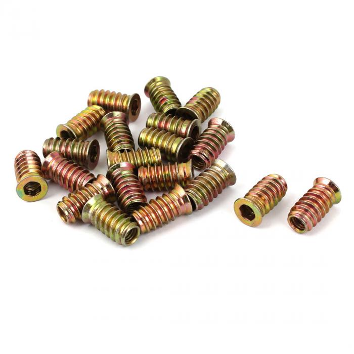 六角穴付きボルト 六角ソケットインサート E-ナット 炭素鋼製ブロンズトーン M6 x 20mm 20個入り