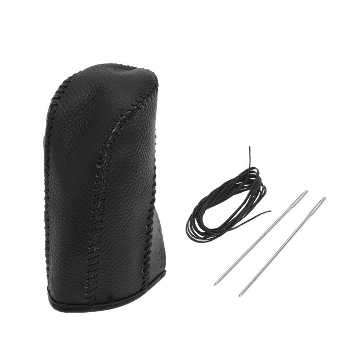 RATCHROLL 日産に対応ティーダ2004-2012用のギアシフトノブカバー、アンチスリップスティックシフトハンドルプロテクター、フェイクレザー1個、ペブルドブラックブラック(2)