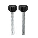 クランプつまみ ローレットクランプノブ ブラック シルバートーン ベークライト 金属 おねじ M5x40mm 2個入り
