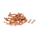 銅ソリッドリベット 2mm x 12mm 円形ヘッド 13mmの長さ ゴールドトーン 60個入り