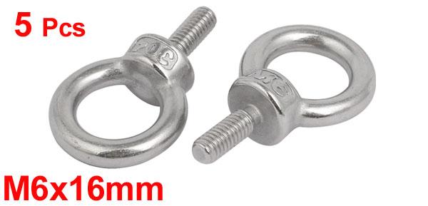 アイボルト つりボルト 304ステンレス製 M6x16mm 内径16mm 外径27mm 5個入
