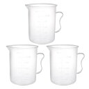 計量カップ ビーカー ラボ用 透明 ホワイト PP プラスチック ハンドル付ビーカー 300ml 3個入り