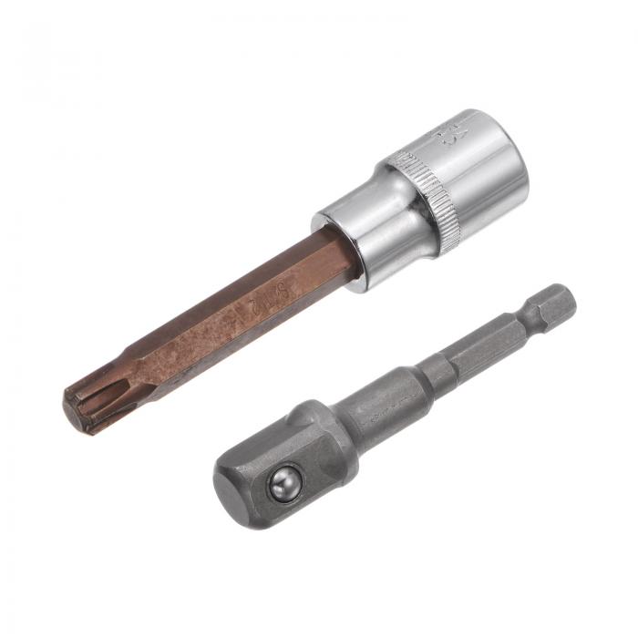 T52 トルクスビットソケット ドライブトルクソケット 六角シャンクアダプター 13 mmスクエアドライブ CR-V S2スチールビット 100mm長さ