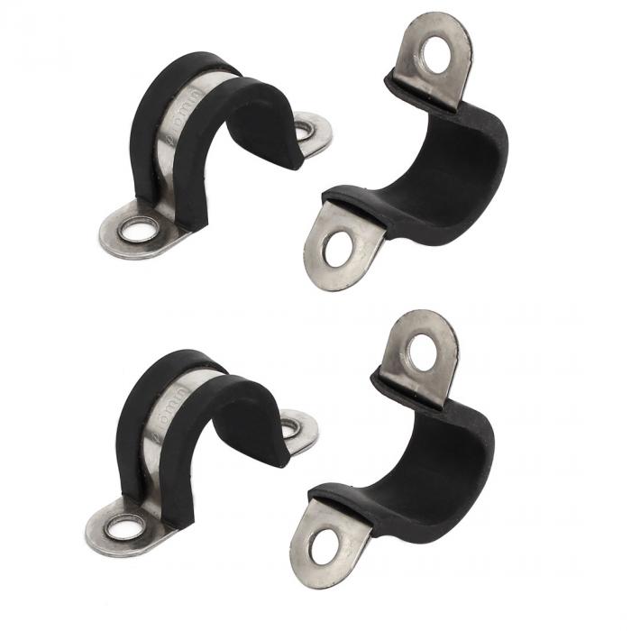 パイプクリップホースクランプ 16mm径 ゴム製のR形状 304ステンレススティール 4個入り