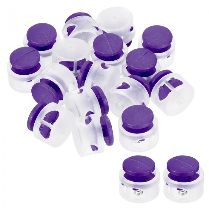 PATIKIL 直径17 mm コードロック16個 丸型両穴ストッパー コードファスナー 巾着袋 衣類 靴用 パープル