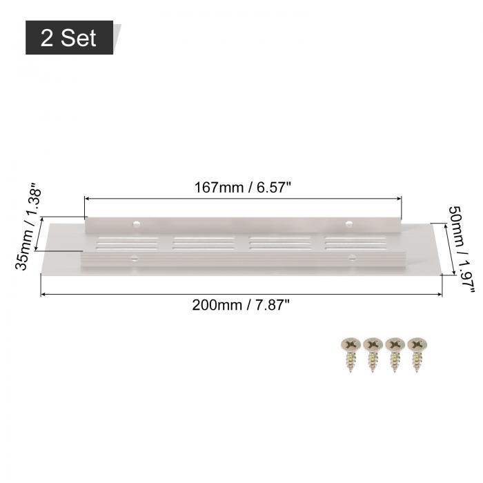 長方形換気グリル アルミ合金メッシュ通気口カバー 200x50mm 2個入り