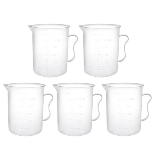 計量カップ ビーカー ラボ用 透明 PP プラスチック ハンドル付ビーカー 目盛り付 250ml 5個入り 計量カップ ビーカー ラボ用 透明 PP プラスチック ハンドル付ビーカー 目盛り付 250ml 5個入り