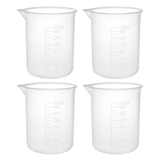 計量カップ ビーカー ラボ用 透明 PP プラスチック 目盛り付のビーカー 150ml 4個入り 計量カップ ビーカー ラボ用 透明 PP プラスチック 目盛り付のビーカー 150ml 4個入り