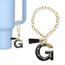 PATIKIL スタンリータンブ ラーカップ用 レター装飾アクセサリー レターGキーチェーンハンドル装飾 かわいいイニシャルレターとタッセル 女性用タンブ ラー...