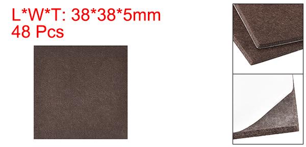 フェルト製家具パッド 粘着式 スクエアフロアプロテクター 家具の脚 ハードウッドフロア用 38 x 38 mm ブラウン 48個入り