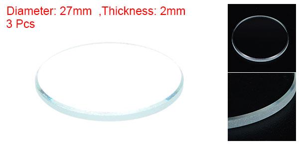 ARコーティングウォッチレンズ 27mmx2mm ラウンドフラットミネラルウォッチ水晶ガラス 3個