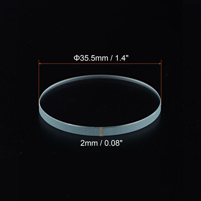 ARコーティングウォッチレンズ 35.5mmx2mm ラウンドフラットミネラルウォッチ水晶ガラス 3個