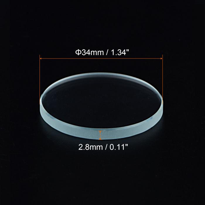 ARコーティングウォッチレンズ 34mmx2.8mm ラウンドフラットミネラルウォッチ水晶ガラス 3個