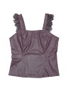 Allegra K タンクトップ フェイクレザーキャミソール PU レーストリム パーティー レディース パープル S