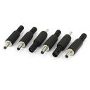 DC電源プラグジャック アダプター ブラック プラスチック 1.3mm x 3.5mm オス 6個入り