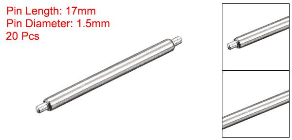 時計スプリングバー ステンレス鋼製 シルバートーン 15mm幅 時計バンドスプリングバーストラップリンクピン 修理用時計リストバンドツール 1.5mm径 20個入り