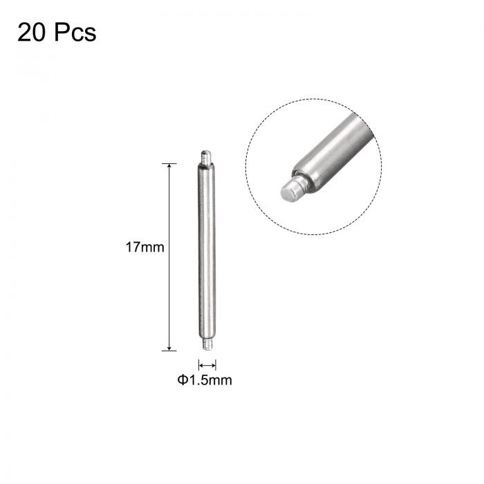 時計スプリングバー ステンレス鋼製 シルバートーン 15mm幅 時計バンドスプリングバーストラップリンクピン 修理用時計リストバンドツール 1.5mm径 20個入り