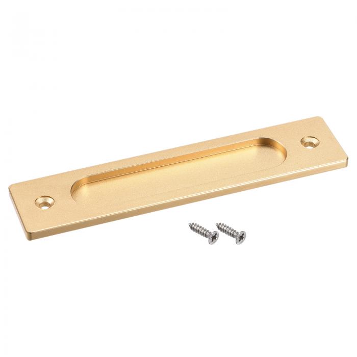 フィンガーフラッシュプルハンドル 矩形 引き出し用 ドア用 180x40x5.7 mm マットゴールド