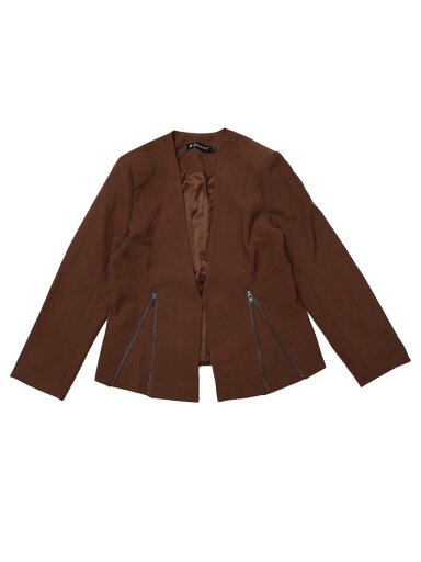 Allegra K クロップド ブレザー ノーカラージャケット 前開き オフィス 事務服 ジッパー レディース コーヒー色 XS Allegra K クロップド ブレザー ノーカラージャケット 前開き オフィス 事務服 ジッパー レディース コーヒー色 XS