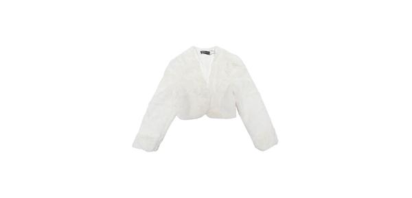 Allegra K フェイクファー コート ジャケット 襟なし 長袖 クロップド オープンフロント 前開き レディース ベージュ XS