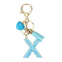 PATIKIL アルファベットイニシャルレターキーチェーン タッセルハートレターxペンダント装飾付きレジンかわいいキーチェーン 女性用キーパースハンドバッグバッ...