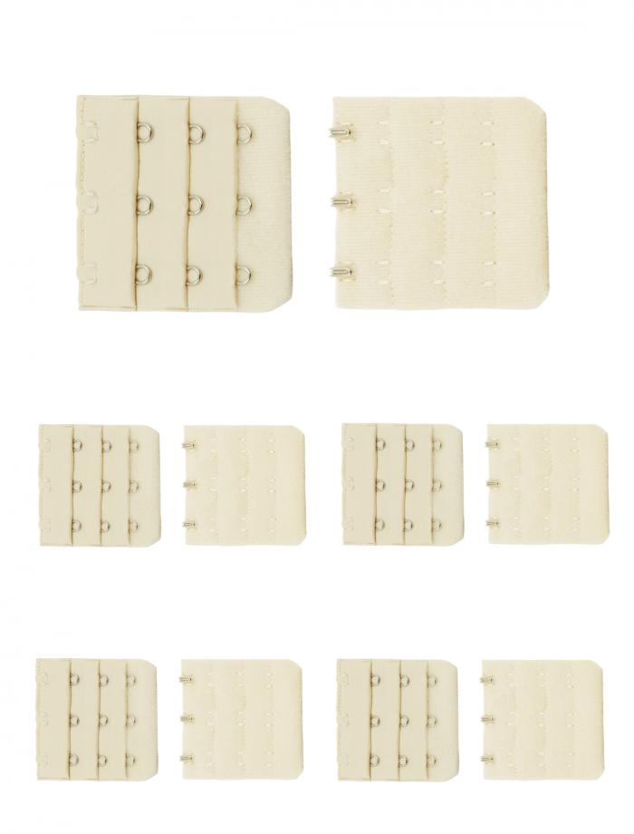 楽天ソウテンブラジャー延長ホック 調整ホック レディース 3列 3段 10枚組 ベージュ 5.5x5cm