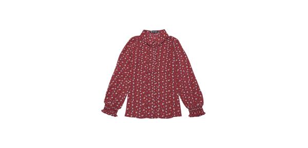 Allegra K 花柄 シャツ フローラル 長袖 ボタンアップ レディース レッド S
