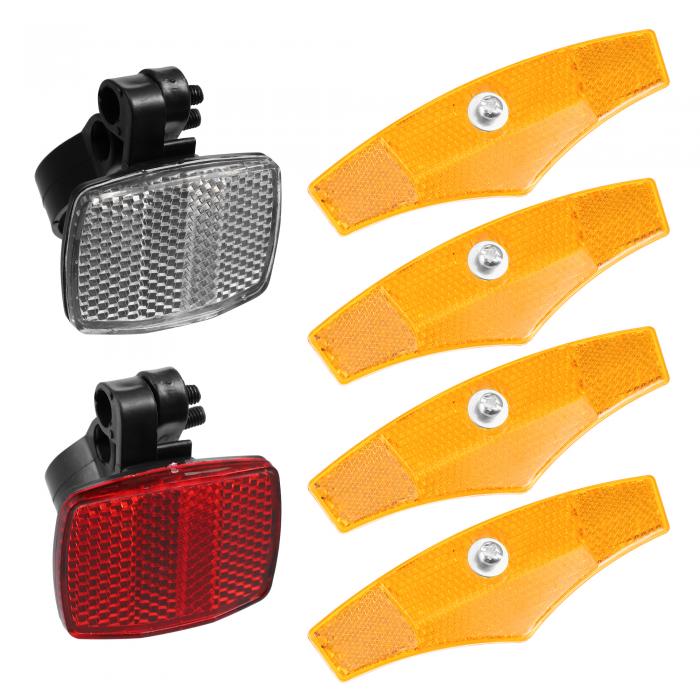 自転車フロントリアリフレクターキット マウンテンバイクの安全警告リフレクター バイクホイールスポークリフレクターアクセサリー レッドとホワイト 6個入り