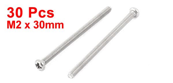 スクリュー 304ステンレス鋼製シルバートーン M2 x 30mm 30個入り