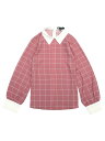 Allegra K チェック トップス シャツ コントラストカラー ボタンバック レディース ピンク L
