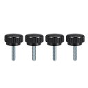 クランプねじ ローレットノブ クランプつまみ M8x25mmオスねじ 炭素鋼 4個入り